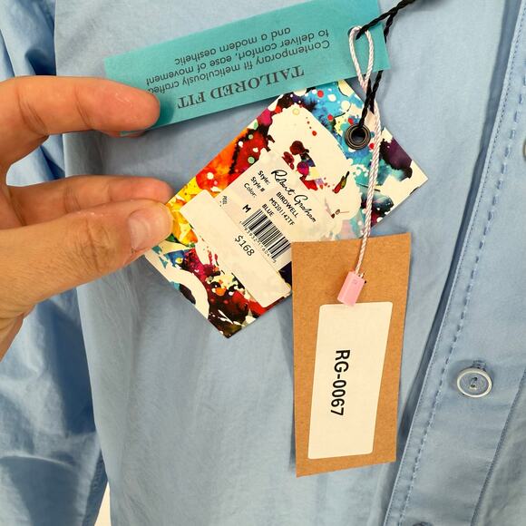 Robert Graham Button Front Long Sleeve Casual Shirt Birdwell Solid Light Blue M - Picture 6 of 9